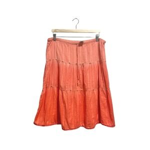 Y2K No Boundaries Coral Ombre Tiered Midi Skirt Size L